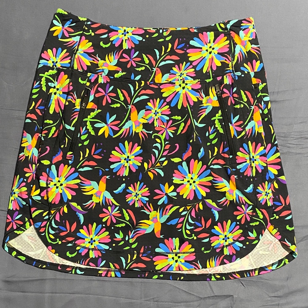 IBKUL Black Floral Golf Skort